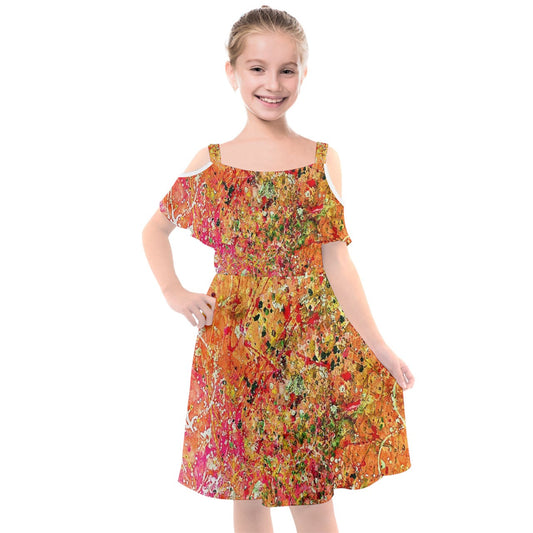 Kids' Cut Out Shoulders Chiffon Dress