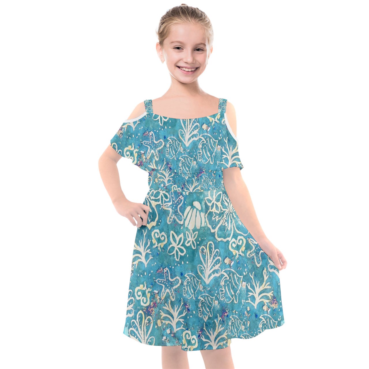 Kids' Cut Out Shoulders Chiffon Dress