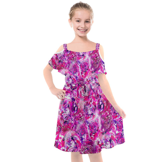 Kids' Cut Out Shoulders Chiffon Dress