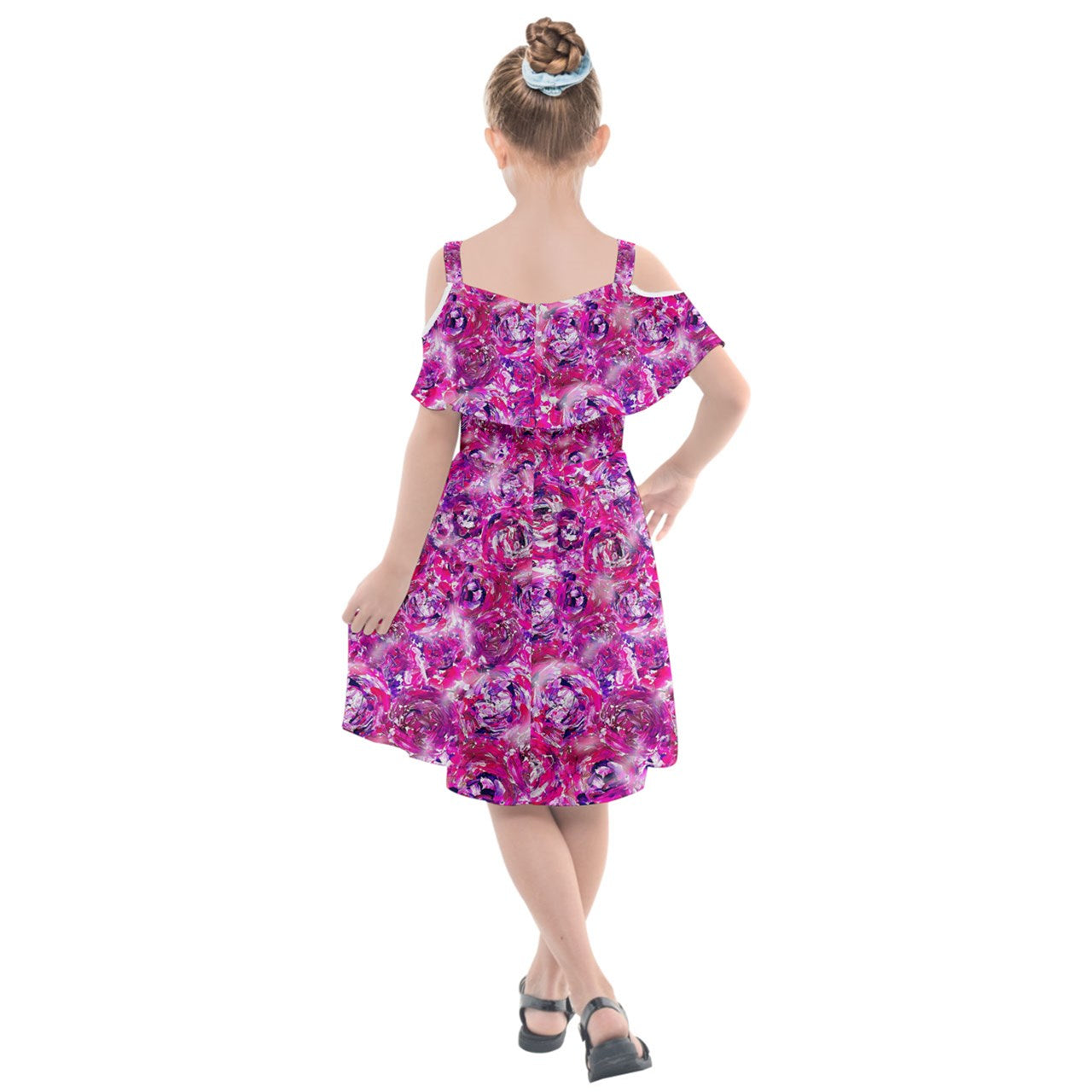 Kids' Cut Out Shoulders Chiffon Dress