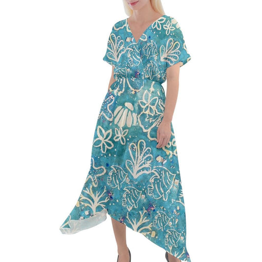 Cross Front Sharkbite Hem Maxi Dress