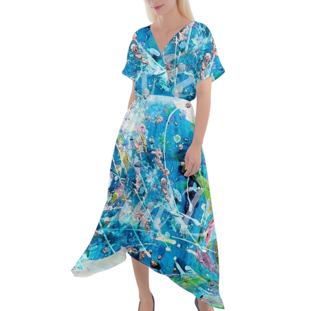 Cross Front Sharkbite Hem Maxi Dress